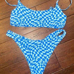Blue checkered bikini